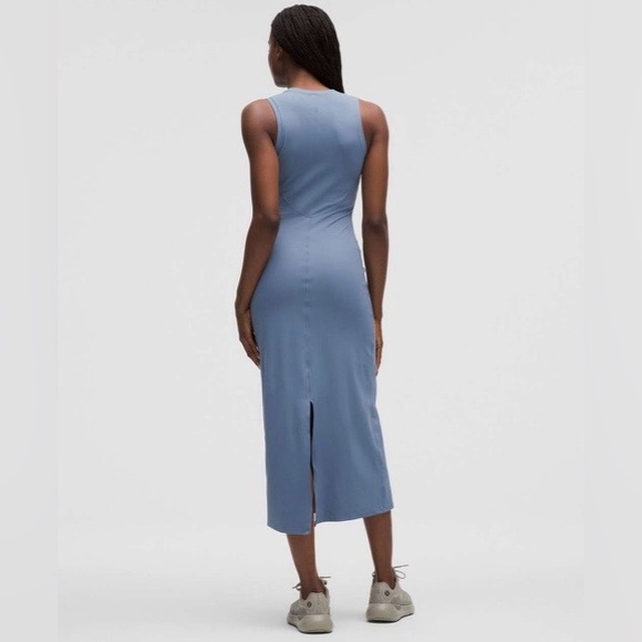 Lululemon All Aligned Ribbed Midi Dress Washed Denim Size 12 Blue - Picture 11 of 13